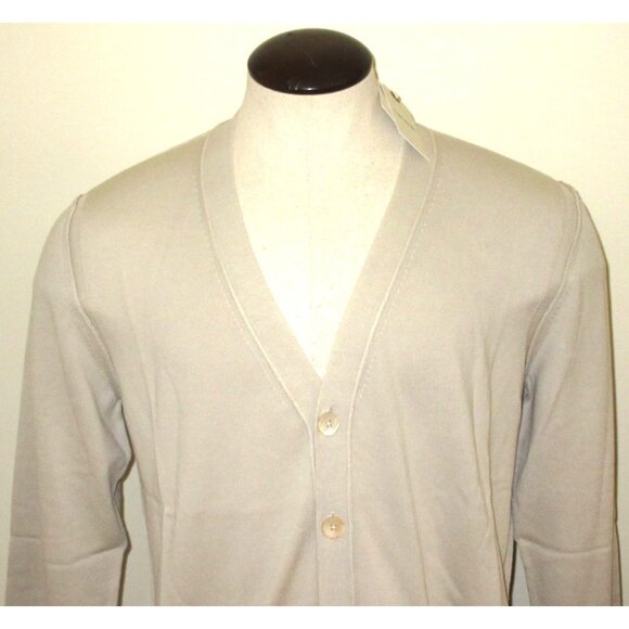 OOBE Brand Men's Ashworth Cotton Cardigan Italian Made Sweater Stone Beige NWT - Picture 3 of 8